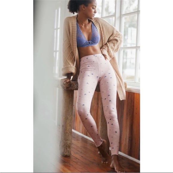 Anthropologie Hansel from Basel Pink Floral Waffle Legging Pajamas - Picture 1 of 3